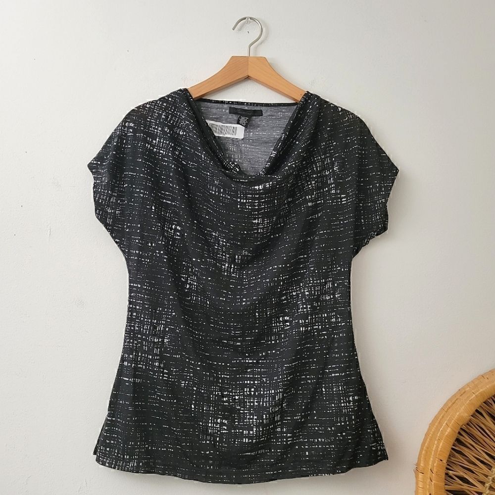 Kenneth Cole New York Black Modern Abstract Neck Print S